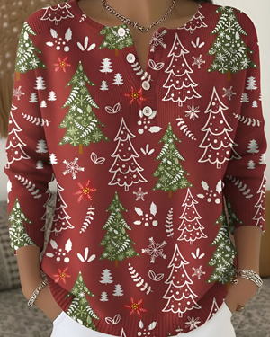 Emy™ | Feestelijke Kerstprint Top