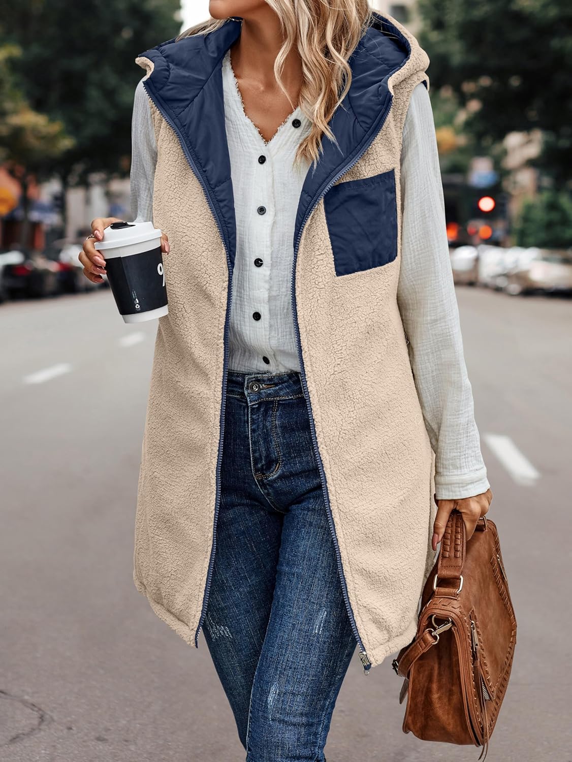 VIVERA - Dames Omkeerbare Bodywarmer met fleece en ritssluiting