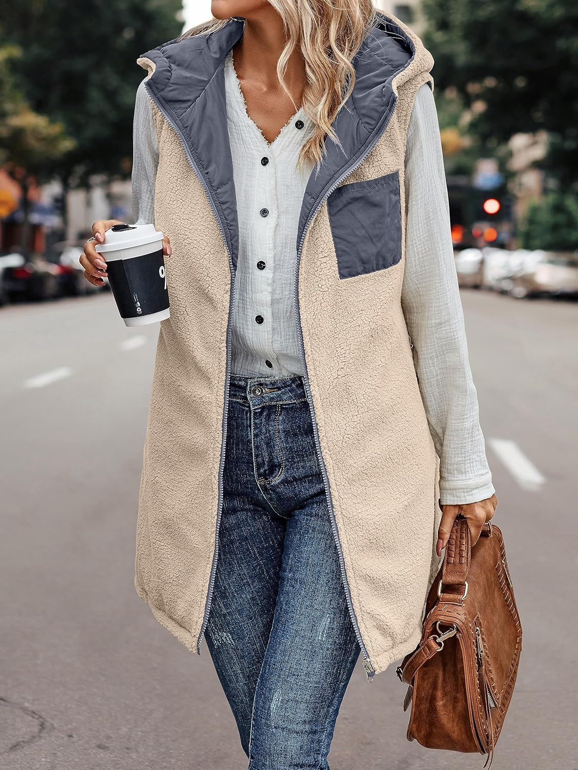 VIVERA - Dames Omkeerbare Bodywarmer met fleece en ritssluiting