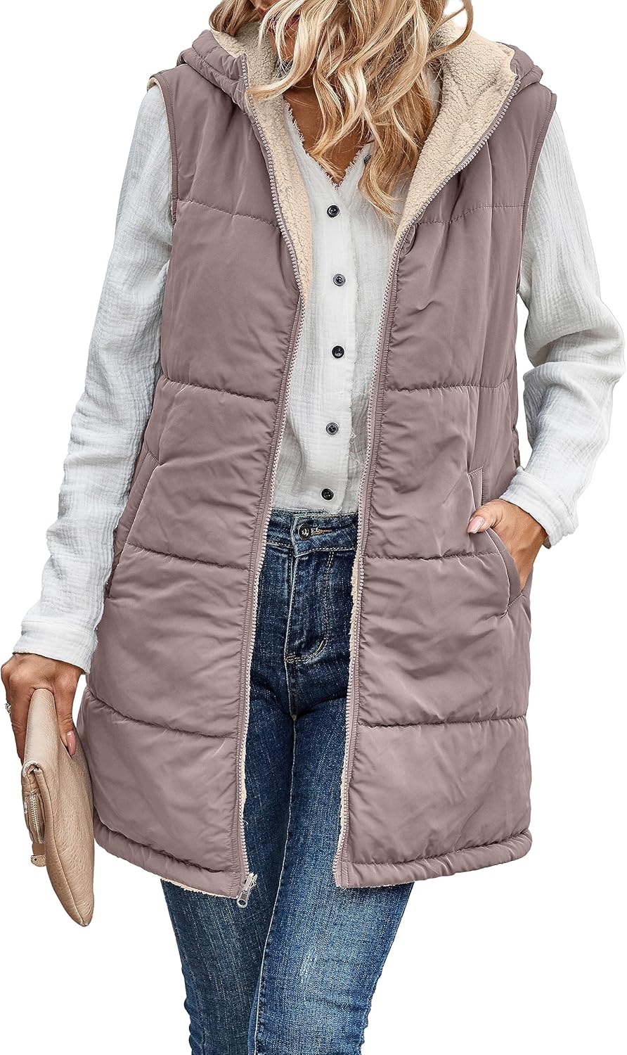 VIVERA - Dames Omkeerbare Bodywarmer met fleece en ritssluiting