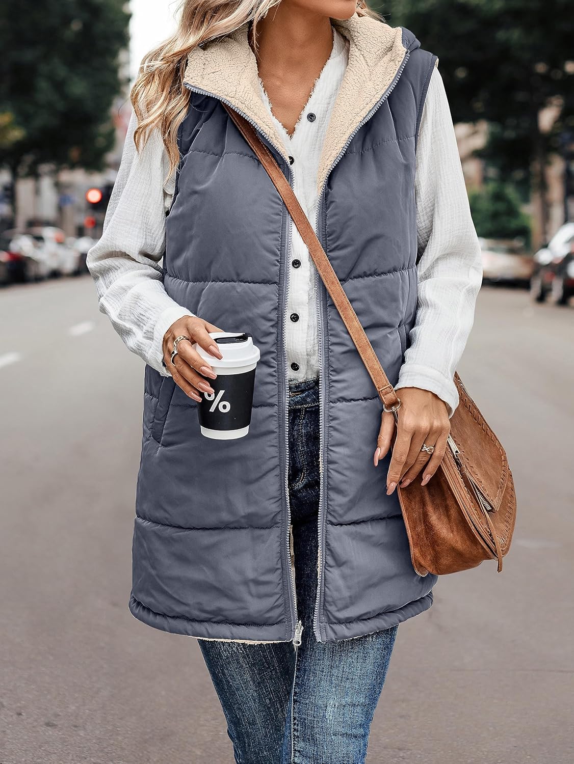 VIVERA - Dames Omkeerbare Bodywarmer met fleece en ritssluiting