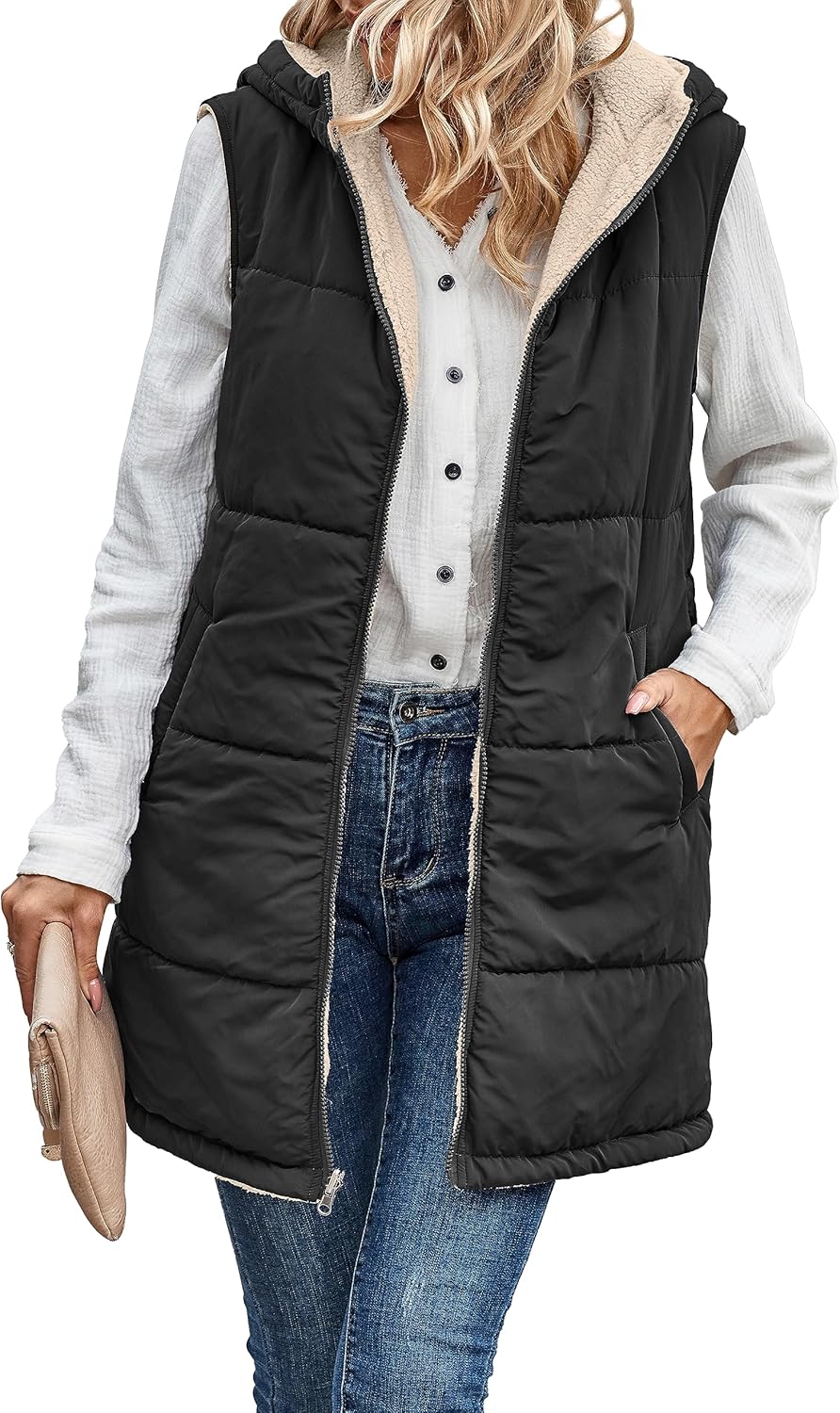VIVERA - Dames Omkeerbare Bodywarmer met fleece en ritssluiting