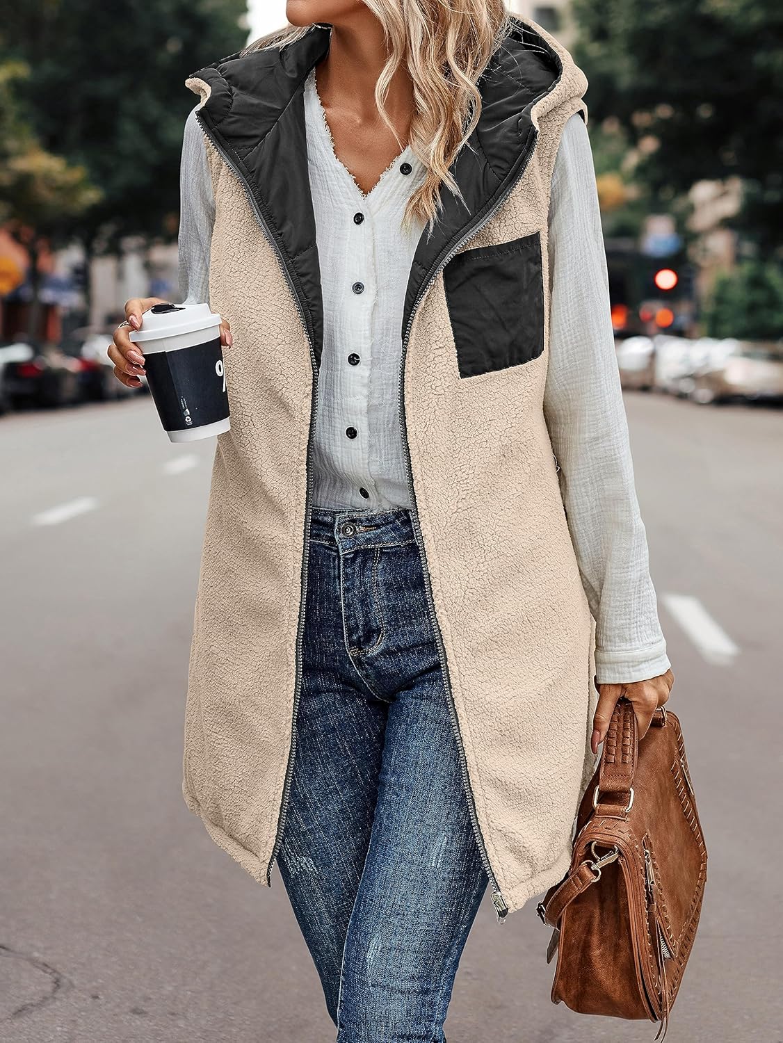 VIVERA - Dames Omkeerbare Bodywarmer met fleece en ritssluiting