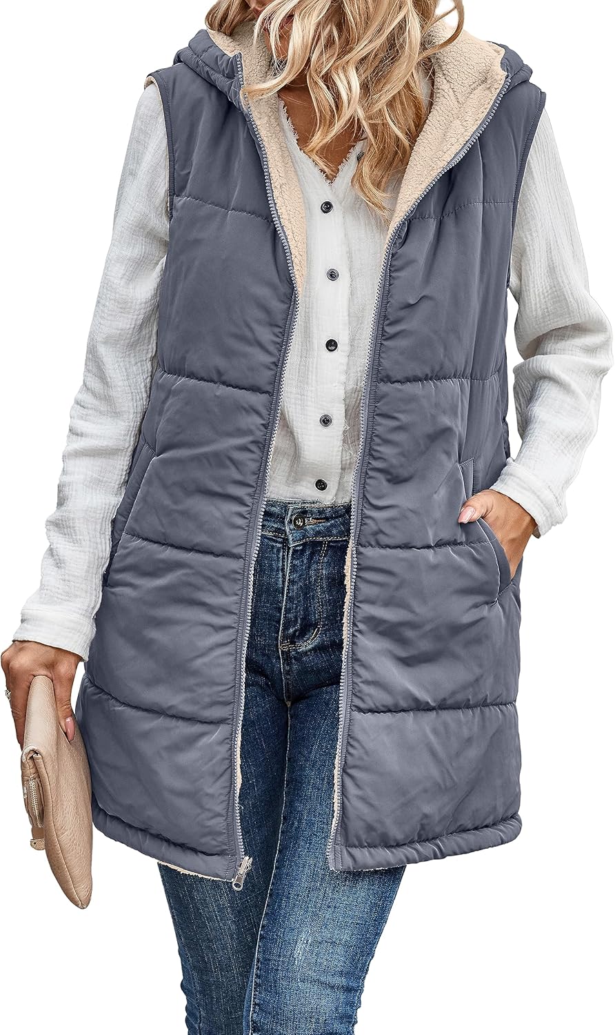 VIVERA - Dames Omkeerbare Bodywarmer met fleece en ritssluiting