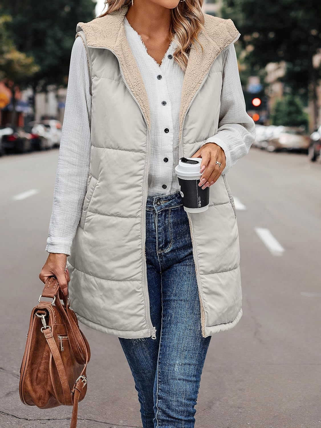 VIVERA - Dames Omkeerbare Bodywarmer met fleece en ritssluiting