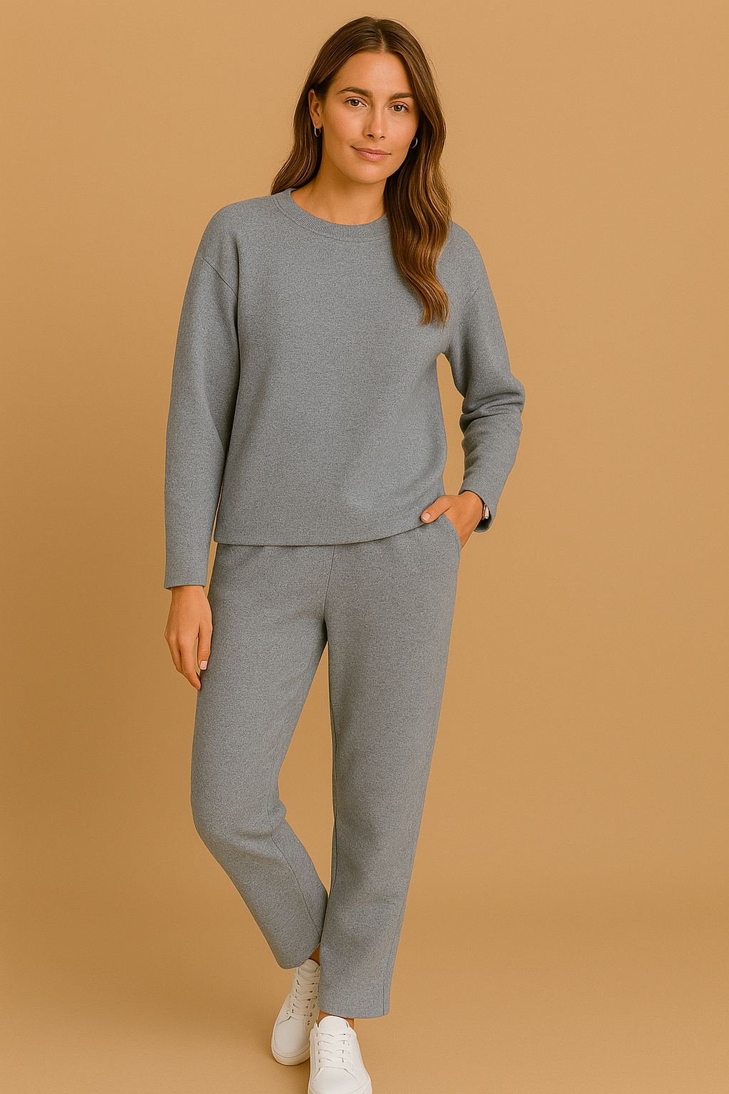 MAELIA - Dames loungeset - knusse trui en broek voor vrije tijd & thuis