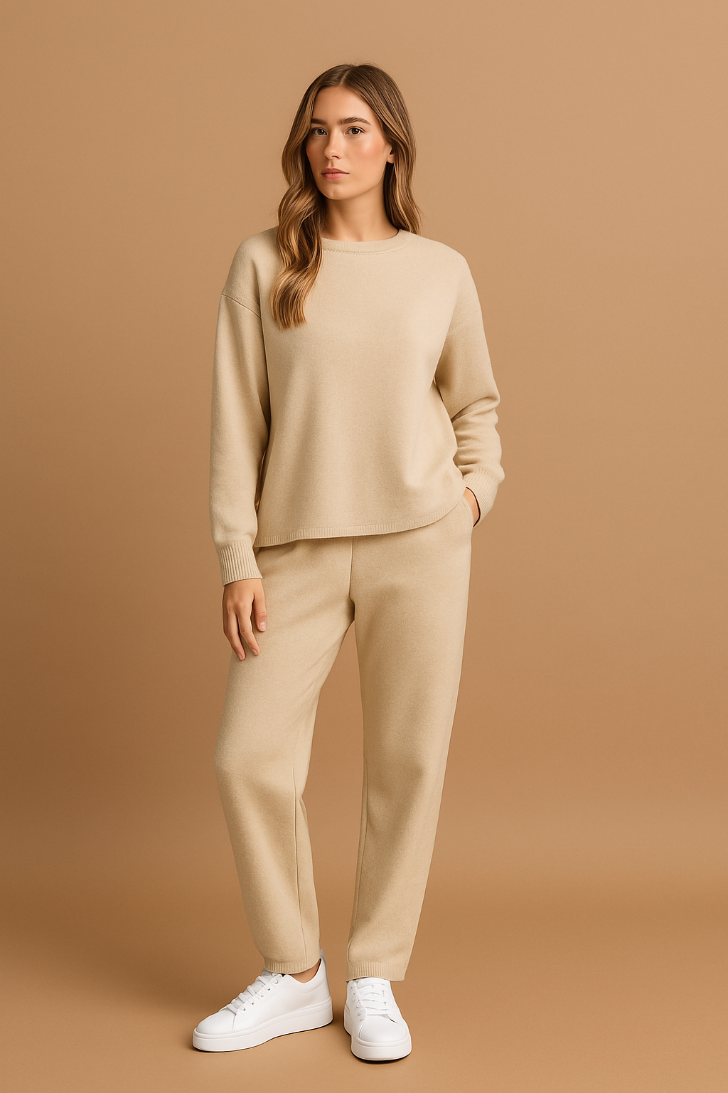 MAELIA - Dames loungeset - knusse trui en broek voor vrije tijd & thuis