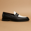 MAURICIO - Mocassins slip-on en cuir noir et blanc pour hommes pour un usage quotidien et les vêtements de loisirs