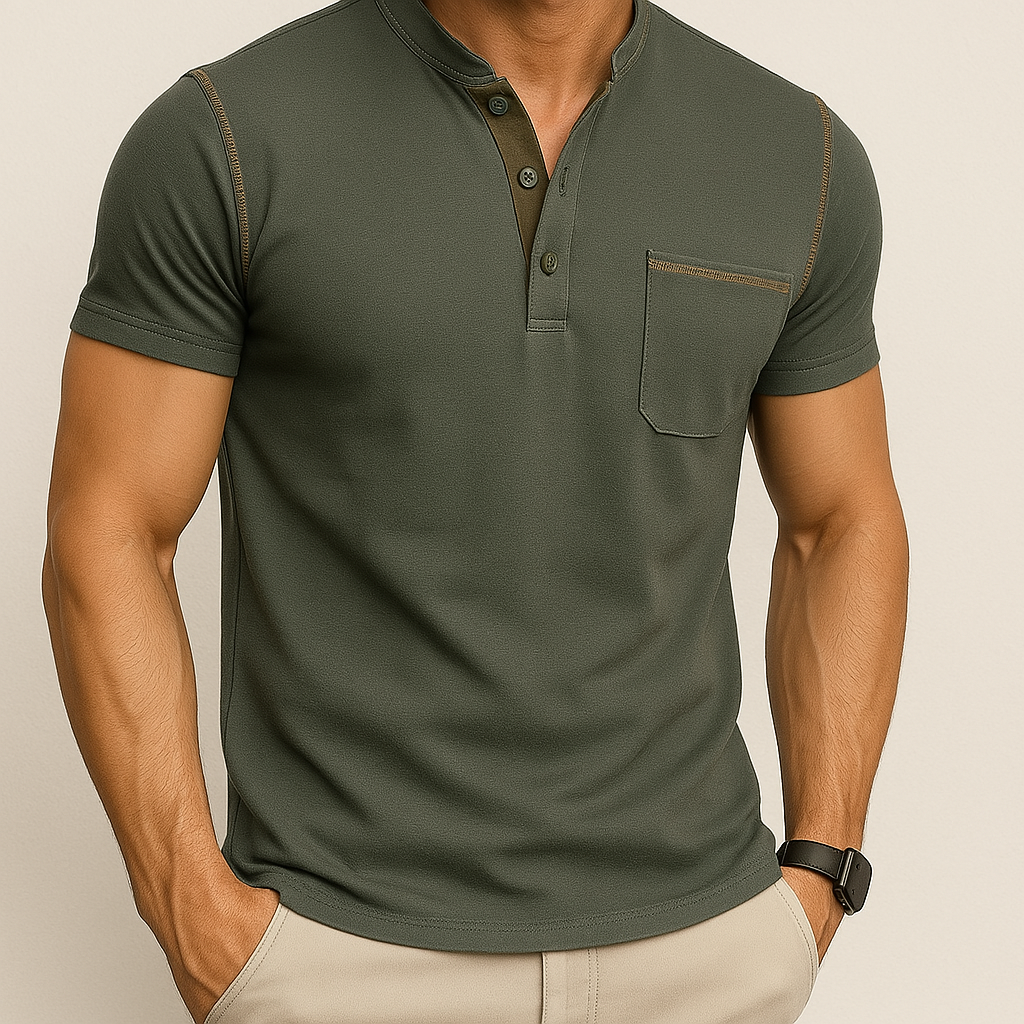 ModaNoma - Heren Polo met Henley Kraag – Modern Design en Tijdloos Comfort