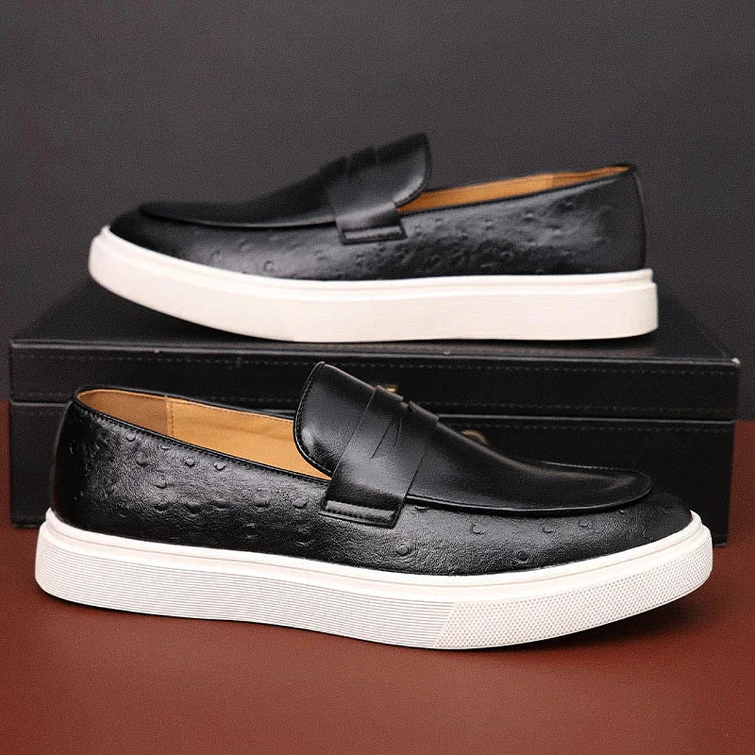 Heren loafers Bruin Zwart Echt leren schoenen met gevulkaniseerde rubberen zool