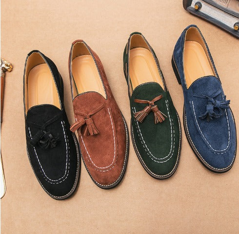 VANARO – Heren suède loafers - Elegante loafers met kwastjes en antislipzool