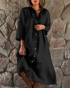 Fascino Costiero - Camicia abito sciolta in cotone e lino