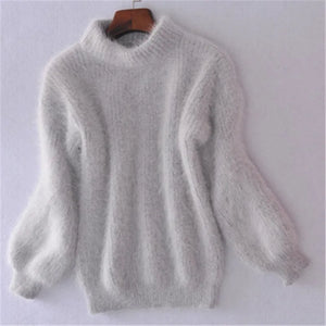 Sophie - Losse Monochrome Breien Trui Vintage Angora Pullover