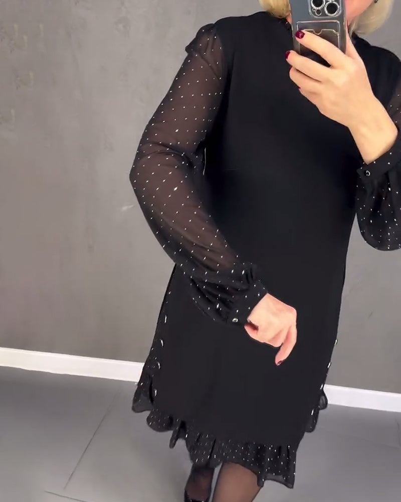 ModaNoma - Langarmige elegante jurk met stippen