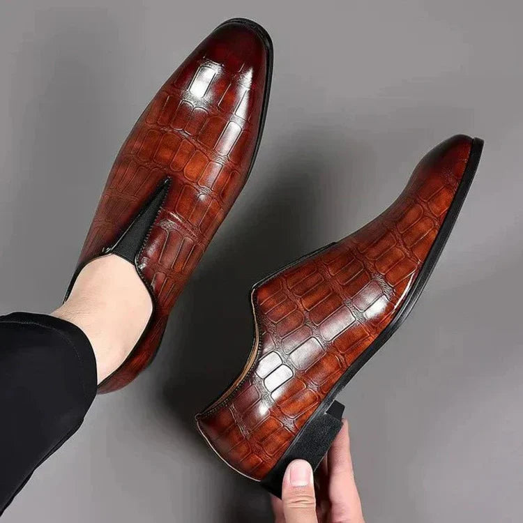 Elegante heren loafers – leren schoenen met krokodillenpatroon