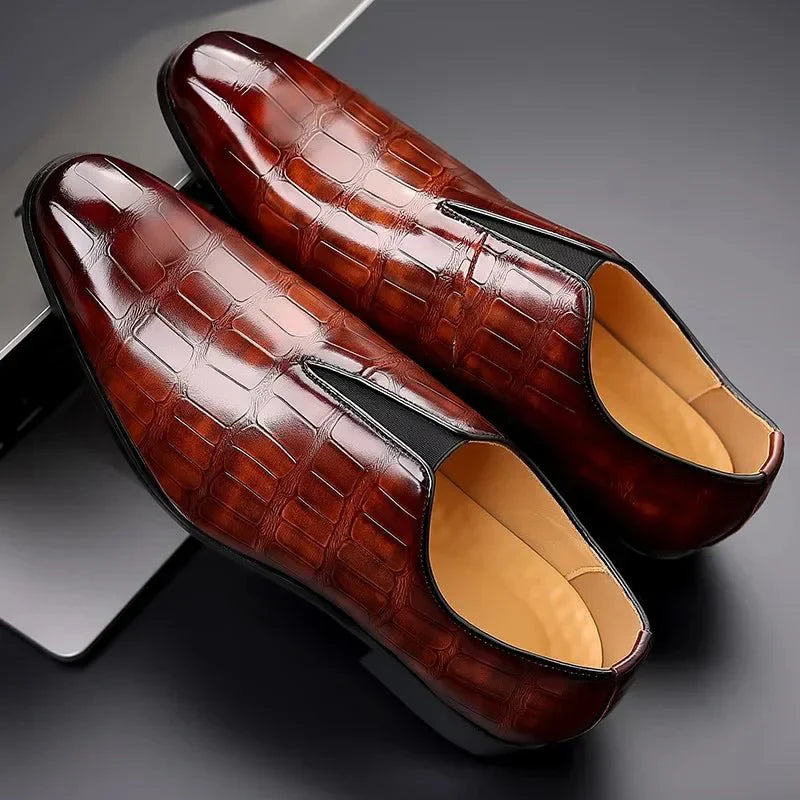 Elegante heren loafers – leren schoenen met krokodillenpatroon