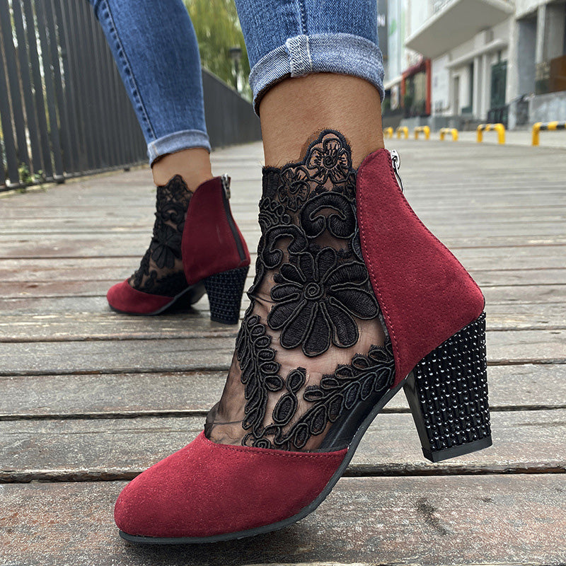 Fluwl - Dames Elegante Zomerse Kanten Hoge Hakken