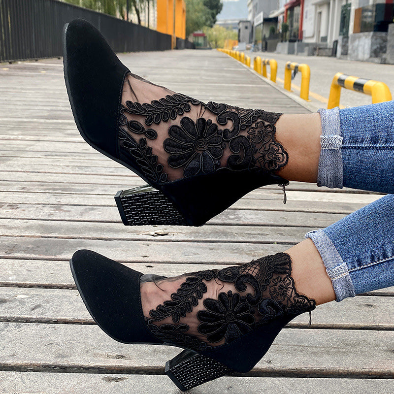 Fluwl - Dames Elegante Zomerse Kanten Hoge Hakken