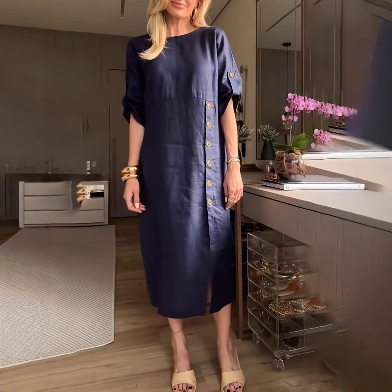 Maxi-jurk met knoopjes en zijsplit voor dames