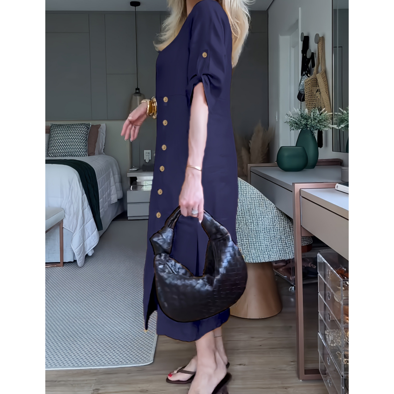 Maxi-jurk met knoopjes en zijsplit voor dames