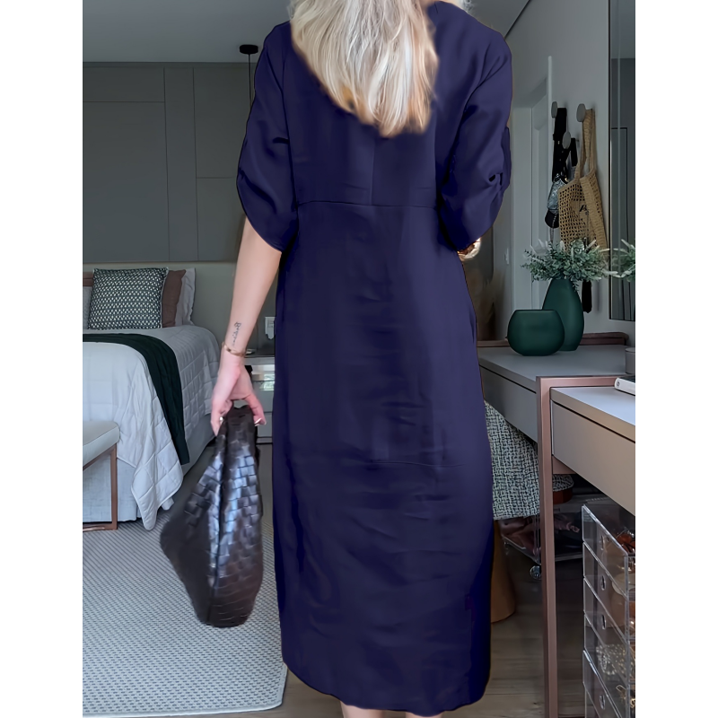 Maxi-jurk met knoopjes en zijsplit voor dames