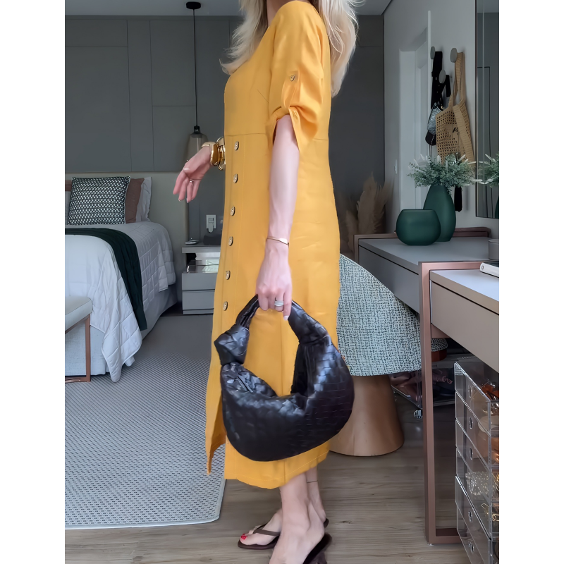 Maxi-jurk met knoopjes en zijsplit voor dames