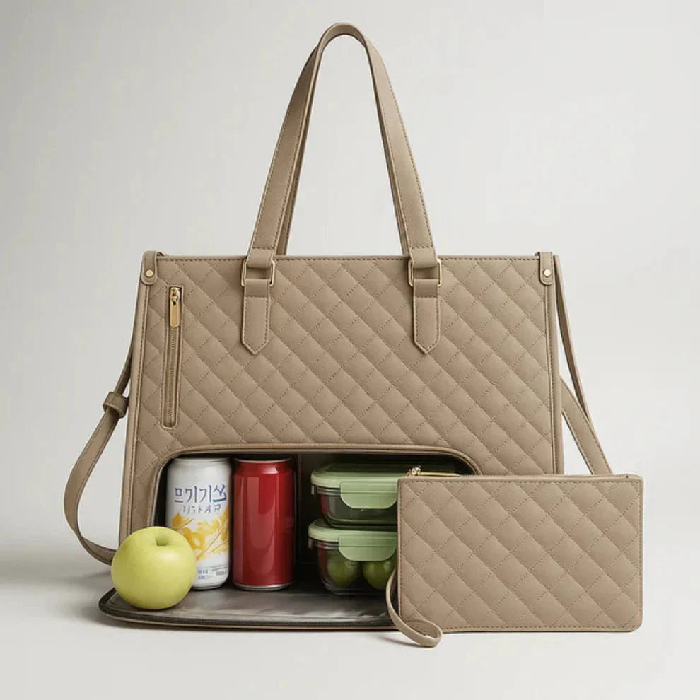 VelvaCarry™ - Alles-in-één Tas voor Werk, Lunch en Laptop