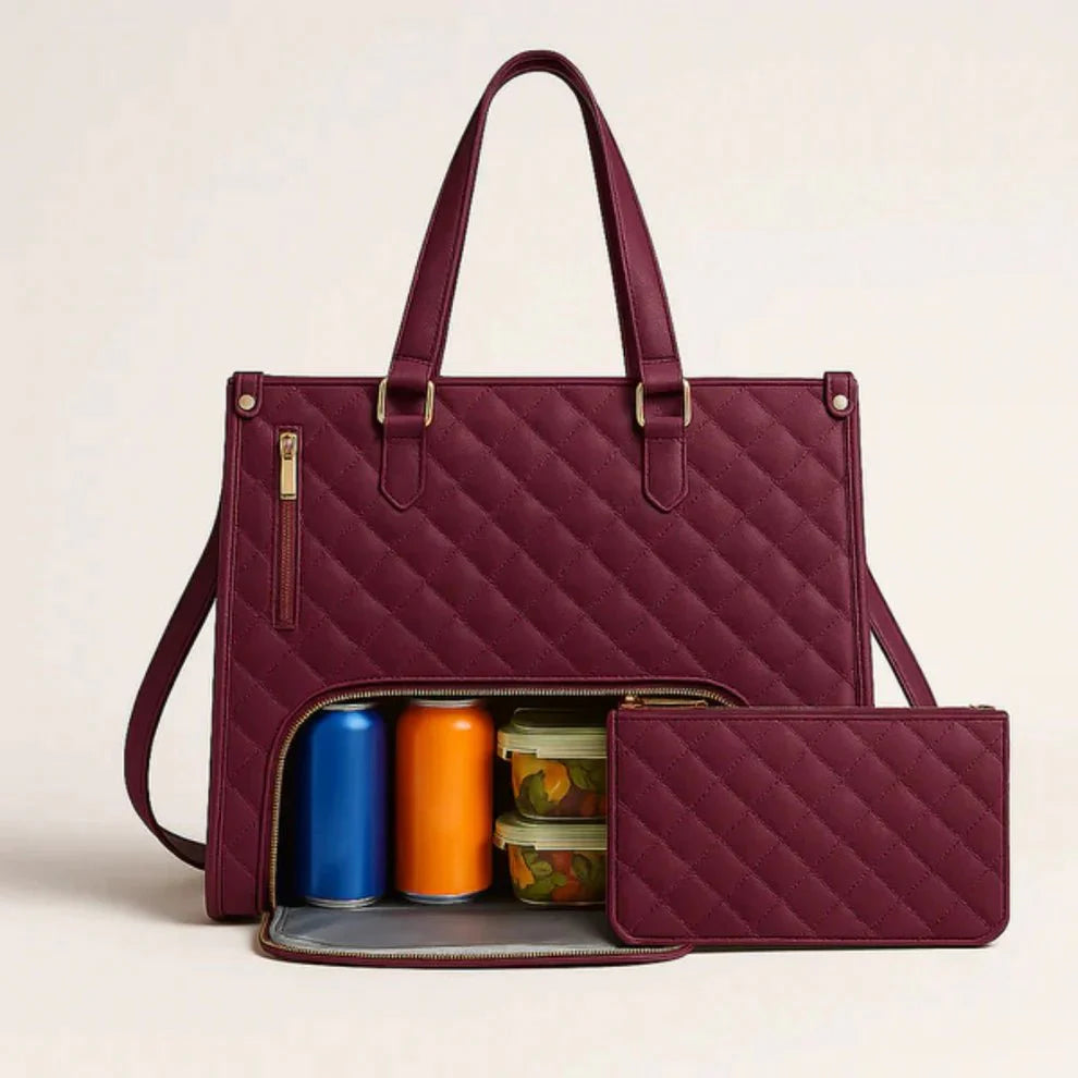 VelvaCarry™ - Alles-in-één Tas voor Werk, Lunch en Laptop