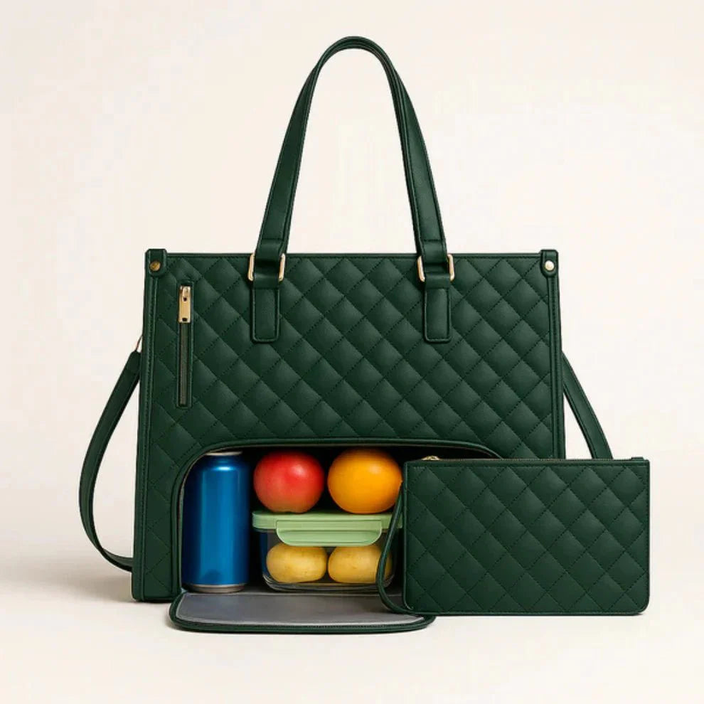 VelvaCarry™ - Alles-in-één Tas voor Werk, Lunch en Laptop